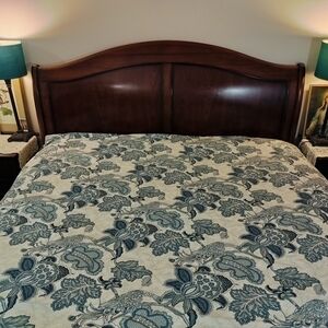 Pottery Barn Blue and Cream Floral Duvet Cover